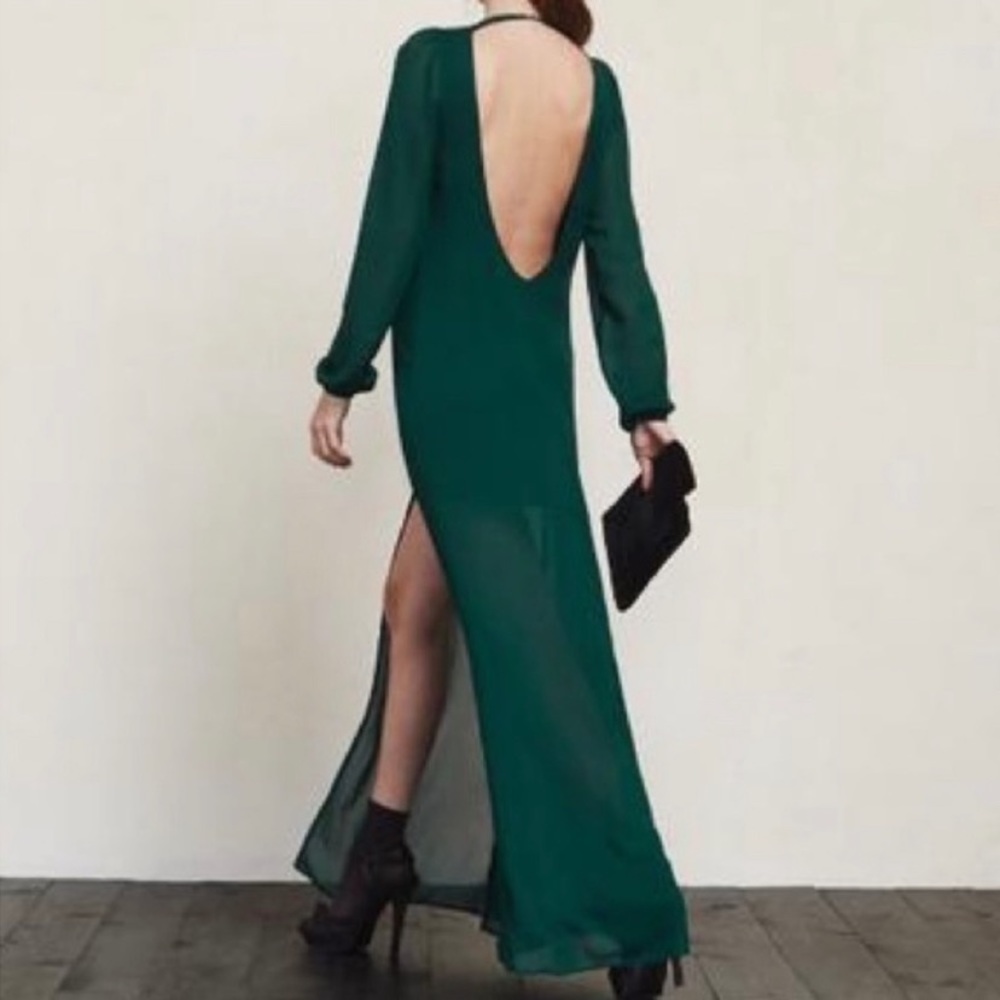 Holiday classic Rare REFORMATION Emerald Sand Night Out Maxi Dress